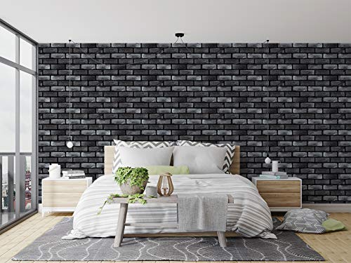 Image of DWELLSINDIA Charcoal Bricks Self Adhesive Wallpaper, Waterproof, Scratch Resistant, Laminated (41cm x 244cm, Multicolour)