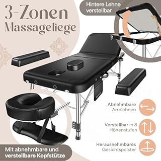 KESSER® Table de Massage Mobile Pliable & réglable en Hauteur 3 Zones Lit de Massage Table d'esthétique Large Table de thérapie Aluminium + 10x Support Visage avec Appui-tête