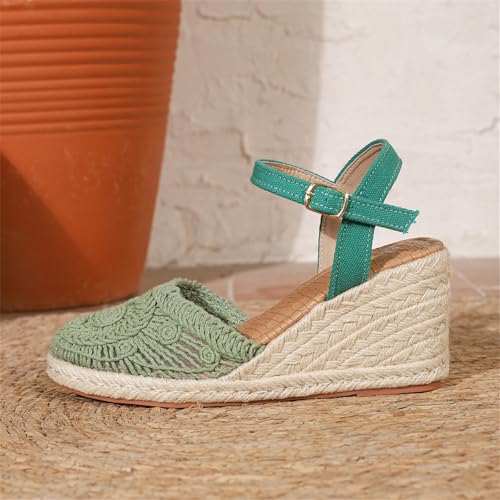 Chaussures décontractées d'été compensées : sangle réglable et bout fermé femme - 5