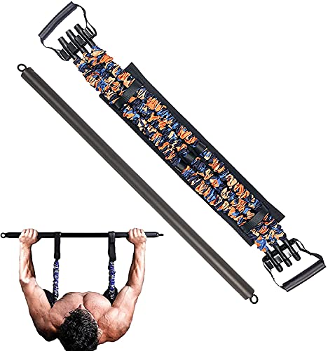 Sfeexun Resistance Band Bar Bench Press Bands-Adjustable Push Up Bands With Bar For Home Gym Chest Builder Arm Expander Training(36Kg/48Kg/69Kg/90Kg)