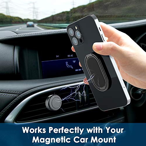 Phone Ring Holder Finger Kickstand, 360° Rotation Metal Phone Grip for Magnetic Car Mount Foldable Cell Phone Stand Compatible with All Smartphones