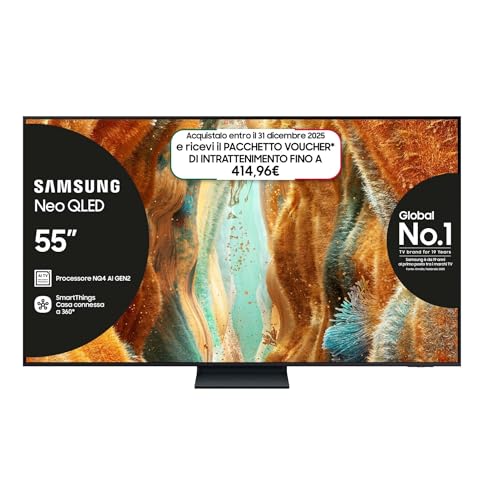 Migliori TV sotto i 1000 euro Samsung Smart TV 55'' QE55QN74FATXZT Neo QLED 4K Mini LED, NQ4 AI Gen2 Processor, 4K AI Upscaling, Tecnologia Quantum Matrix Slim, OTS Lite, AirSlim Design, 2025