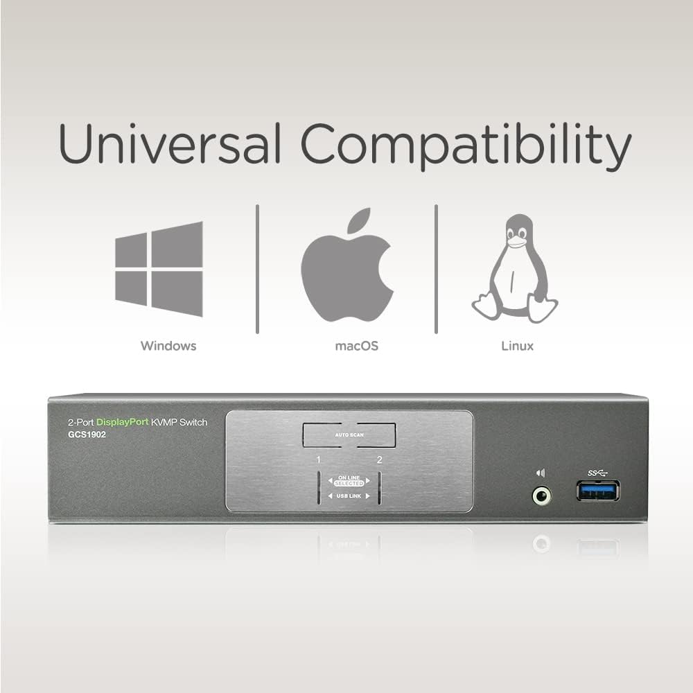 IOGEAR 2-Port 4K UHD DisplayPort KVMP Switch with USB 3.0 Hub (TAA Compliant)