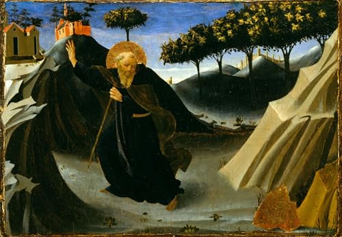 Lienzo decorativo San Antonio Abad de Fra Angelico, pintura vintage de 60x90cm