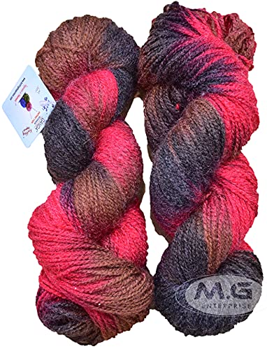 Image of Ganga Mehroon (500 gm) Wool Hank Hand Knitting Wool /Art Craft Soft Fingering Crochet Hook Yarn, Needle Knitting Yarn Thread dye SM-ORC