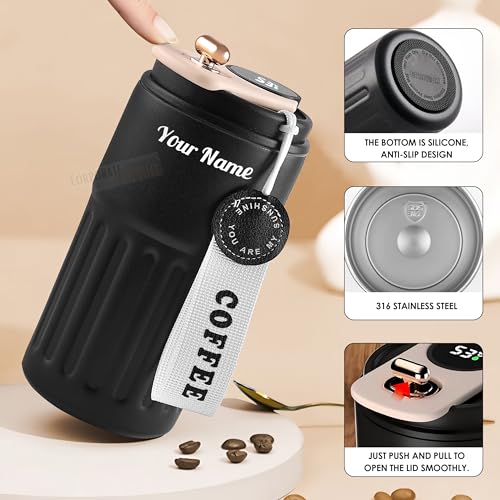 Image of CORPORATE PORIUM Customised Stainless Steel Coffee Mug 350 ML | Double Wall Coffee Mug Steel Diwali Item | Hot & Cold for 4 Hours | Office Coffee Cup (Top Clip Mug)