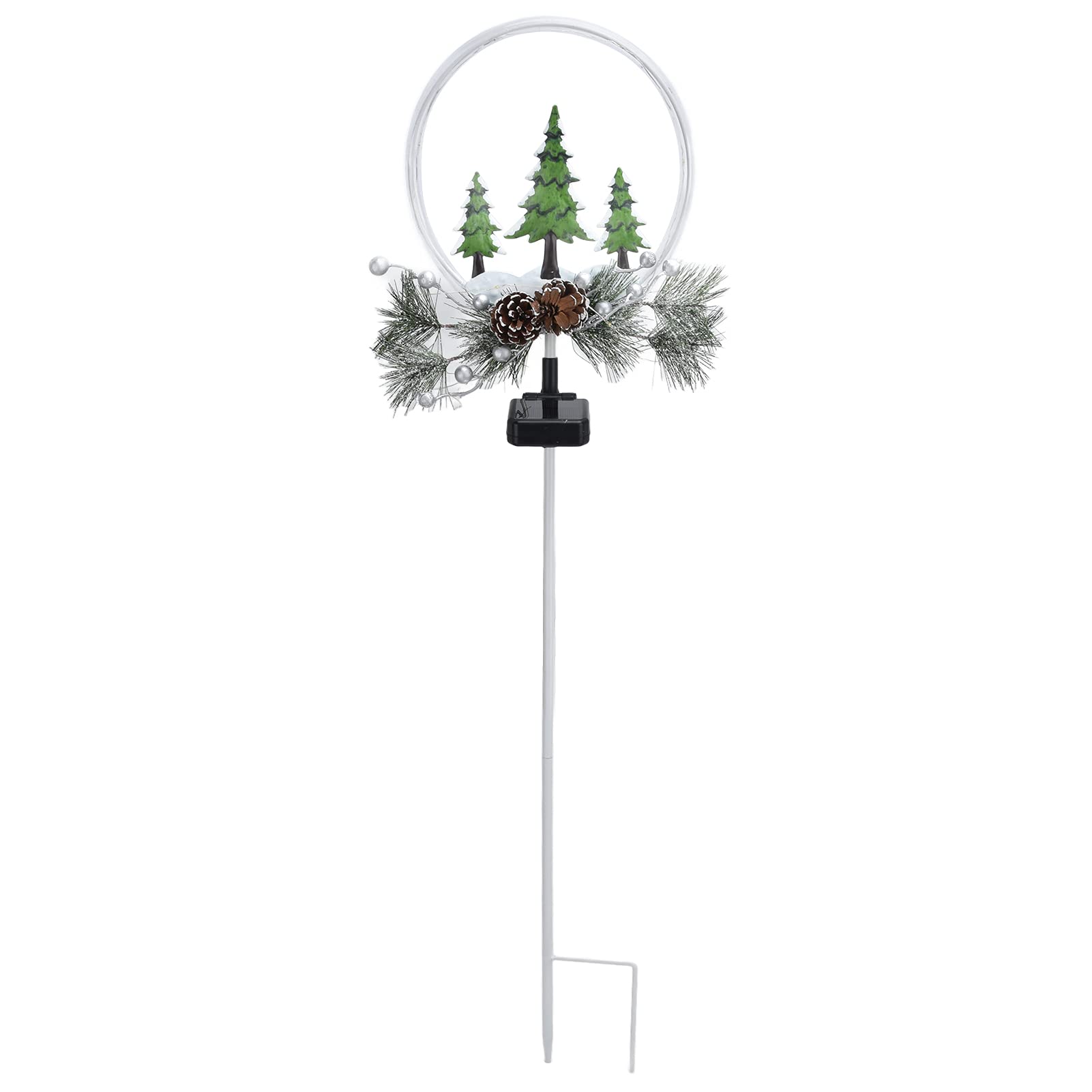 Gonetre Luces Navideñas con Energía Solar Decoraciones para Exteriores 2 Piezas Lámparas LED de Jardín con Piñas y Hojas de Imitación para Patios Jardines Impermeable IP65 12 Luces LED