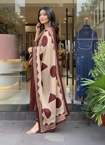 Image of ANNI Designer Women's Rayon Viscose Straight Printed Kurta with Pant & Dupatta Set | Ethnic 3-Piece Readymade Suit for Women | Elegant Festive & Office Wear Traditional Outfit