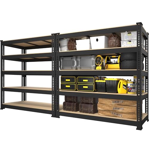 PrimeZone Estantería de garaje de 48 pulgadas de ancho x 18 pulgadas de profundidad x 72 pulgadas de alto, estantes de almacenamiento de metal ajustables, estantería industrial de 5 niveles, estante