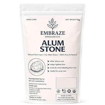 Alum Stone (Potash Alum) | 100% Pure & Natural | Skin Care, After Shave Care, Minor Bleeding Control & Acne Support (1 KG)