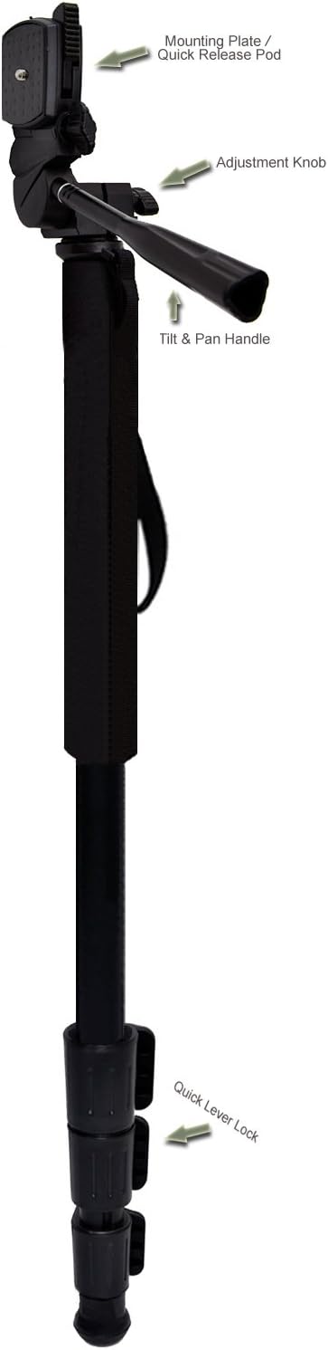 Professional Black 72" Monopod/Unipod (Quick Release) for Sigma 17-70mm f/2.8-4 DC Macro OS HSM
