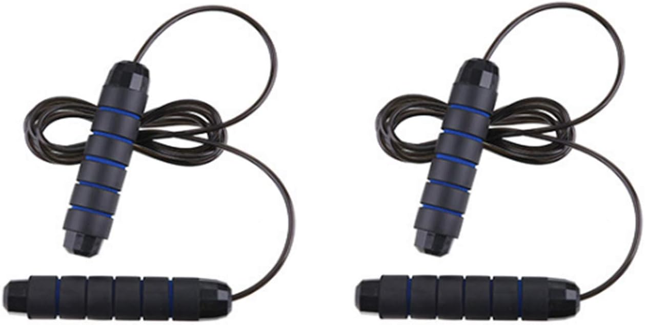Tangle-Free Rapid Speed Adjustable Steel Jump Rope Workout with Foam Handles for Women, Men, and Kids Workout Gym Aerobic Exercise & Fitness - 2 Pack