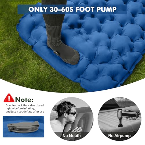 Image of HiiPeak Camping Sleeping Pad, Suede Top Camping Mat with Pillow, Built-in Foot Pump Inflatable Sleeping Pads Compact for Camping Backpacking Hiking Traveling Tent