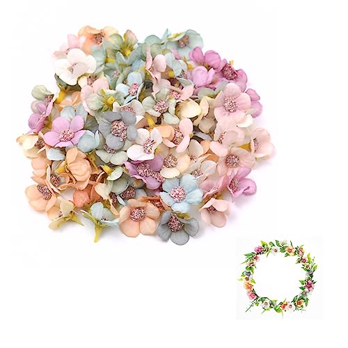 jeufun 50pcs Artificial Flower Heads,Multi-color Small Silk Artificial Daisy Flower Mini Fake FlowersHeads,for Craft DIY Wreath Gift,Wedding Art Party Home Garden Decoration