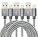 GOLDEN-NOOB Cable 8Pin to USB 10' Nylon Braided Popular Lightning Cable, Charging Cable Cord with Aluminum Heads for iPhone 7/7Plus/6/6S/6 Plus/6S Plus/5/5C/5S/Se/iPad/iPod Nano Touch - Gray - 3 Piece
