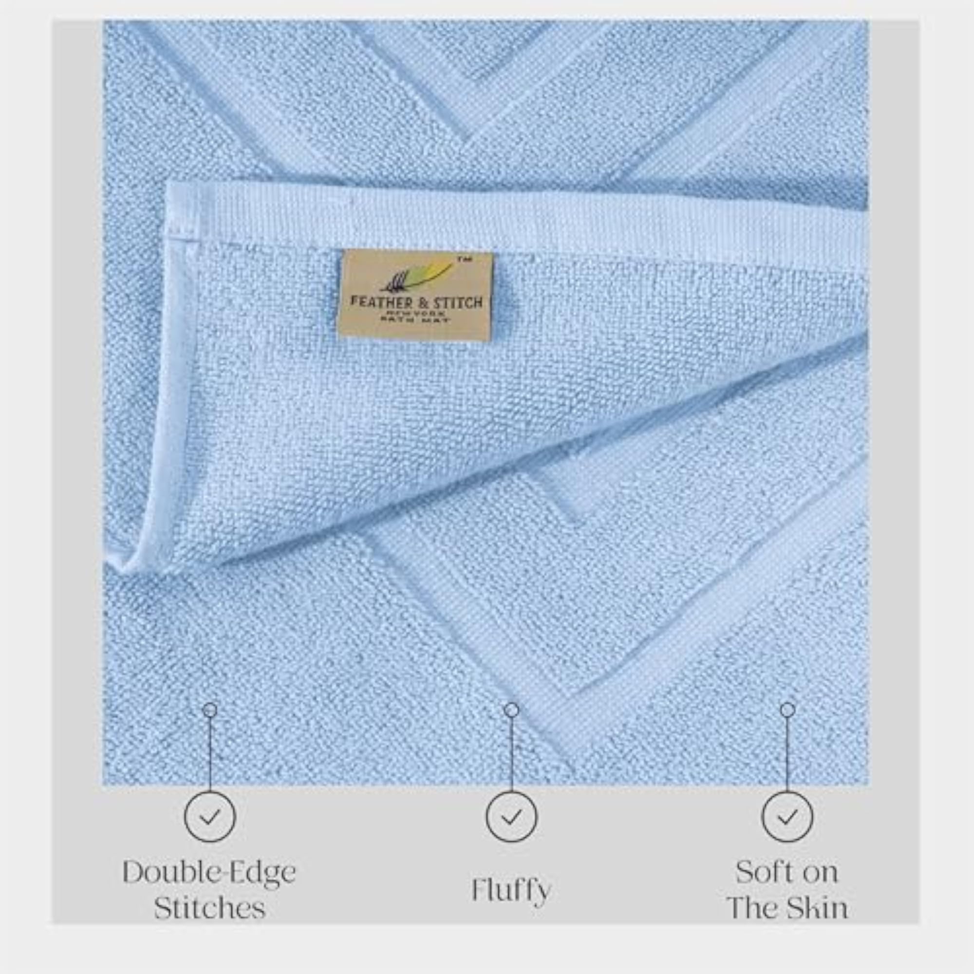 2 Piece Towel Like Bath Mats, 100% Cotton Terry