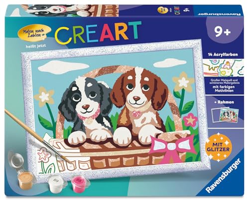 Ravensburger CreArt - Malen nach Zahlen 25890 - Hunde im Körbchen - ab 9 Jahren