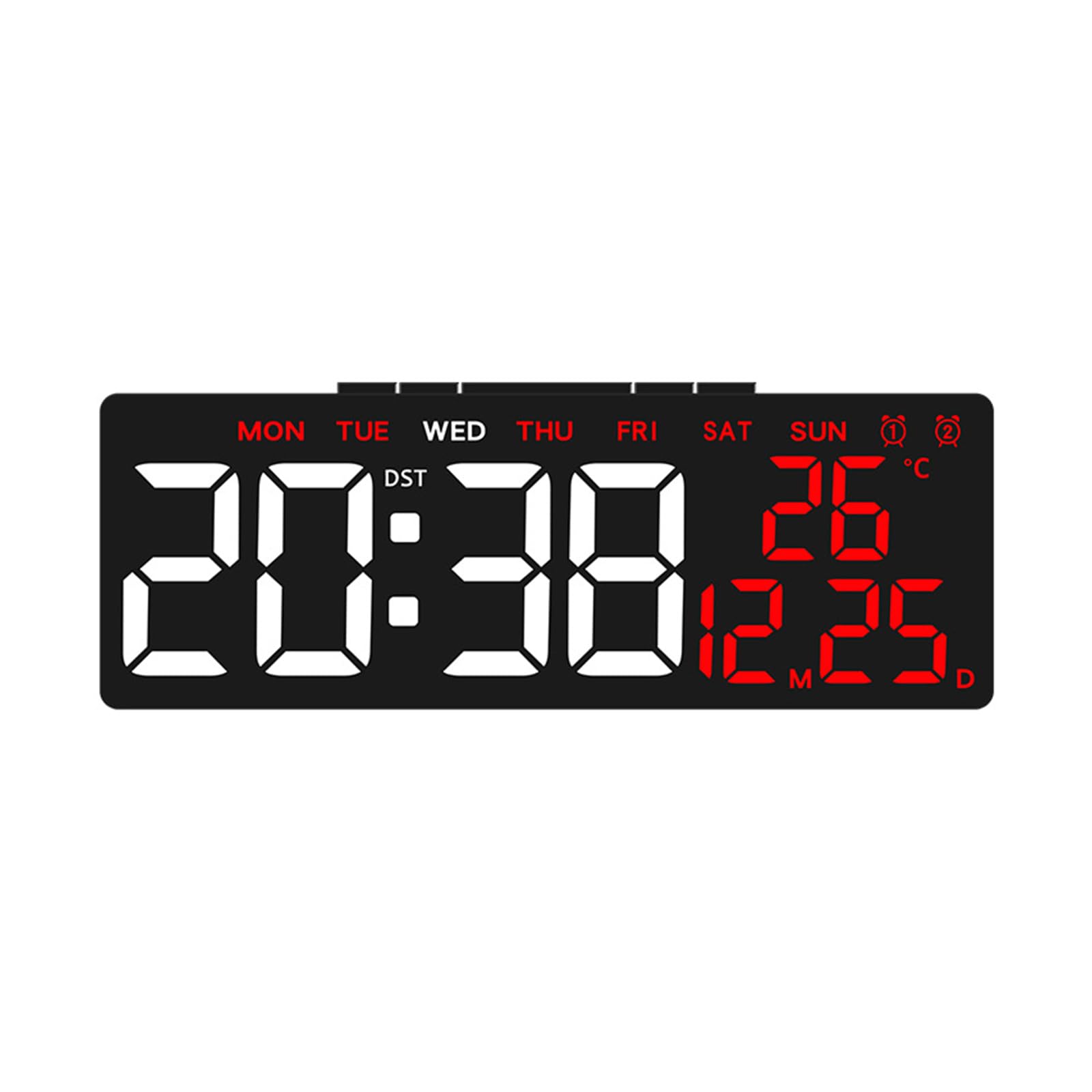 Tfaoys Black Shell Red Ligh Digital Alarm Clock High Brightness Led Desk Clock With Date And Temperature Display For Bedroom Or Study Student Study