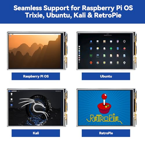 Image of SunFounder 3.5 Inch 480x320 Touch Screen IPS LCD SPI Display Monitor with Stylus for Raspberry Pi 5 /4B /Pironman 5 /Max, 50 FPS, 65K Colors, 40pin, Trixie, Ubuntu, Kali Linux, RetroPie
