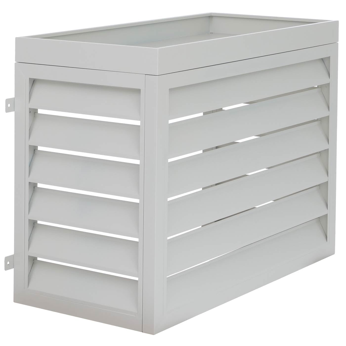Mendler Verkleidung für Klimaanlage/Wärmetauscher HWC-O43 mit Pflanzkasten, Abdeckung, Metall 77x104x50cm - grau-weiß