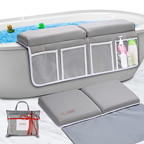 Baby Bath Kneeler and Elbow Rest Pad – Thick and Wide Anti-Slip Mat Cushion with 11.02 x 11.81 x 7.87 Inches – Gray Bathtub Kneeler Pad Gray