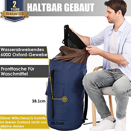 XXL Laundry Bag 115 Litres With 2 Padded Shoulder Straps - Waterproof, Foldable Travel Storage Bag for Dirty Clothes - Duffel Backpack - Image 2