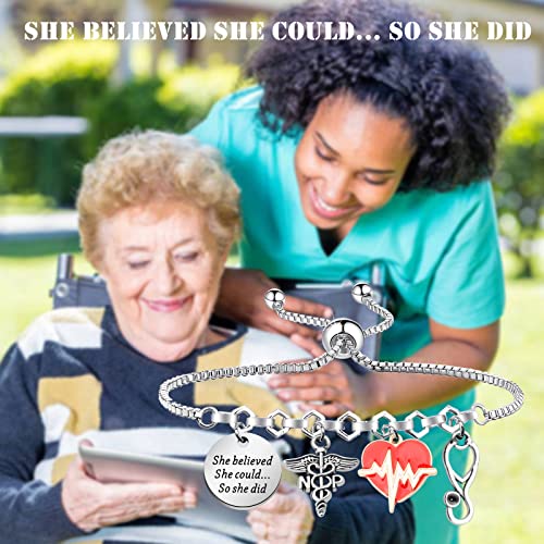 PLITI Nurse Practitioner Bracelet NP Gift Nurse Preceptor Graduation Gift She Believed She Could So She Did Bangle3