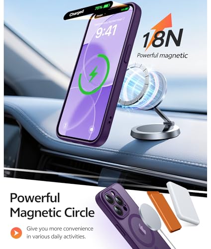 Image of FNTCASE for iPhone 13 Pro Max Case: [Compatible with Magsafe] Translucent Matte Magnetic Cases [Full Camera Protection] Military Grade Shockproof Protective Phone Cover - Purple
