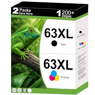 63XL Ink Cartridge Combo Pack Compatible for HP 63 HP63 XL Work for Envy 4520 Officejet 3830 4650 4652 5255 5258 5200 4655 Envy 4512 Deskjet 1112 2130 3630 Printer 2-Pack Black Color with V28.3.1 Chip