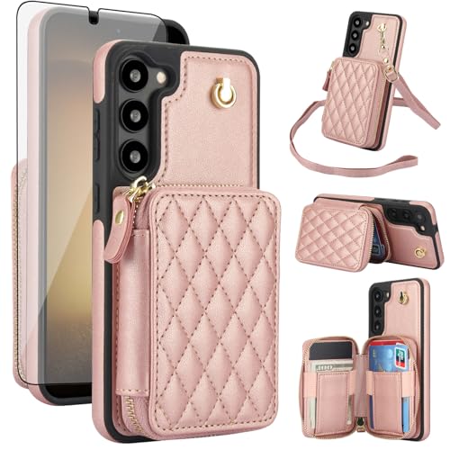 Coque Samsung S23 5G avec étui portefeuille RFID et verre trempé