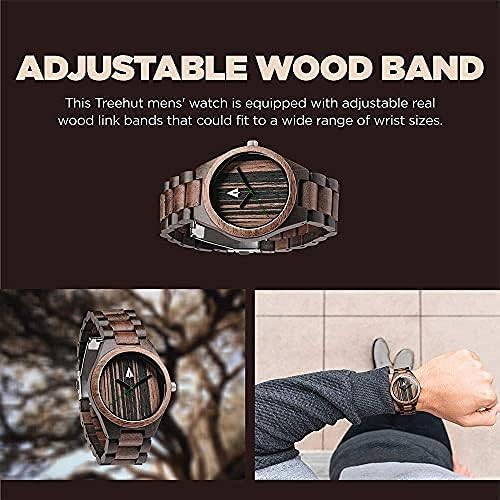 Treehut Men's Walnut and Ebony Wooden Watch with All Wood Strap Quartz Analog with Quality Miyota Movement and Stainless image 3 of 8 B01CKPZQ3I
