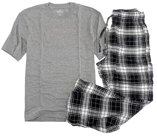 Hollister Men's Sleep PJ Set Long/Short Sleeve Graphic Tee & Flannel Pants/Jersey Short
