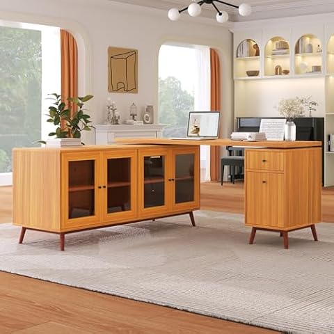 Bellemave L Shaped Desk with Storage Cover