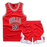  Basketball Trikot Herren, Basketball Shirt und Shorts 2 Stücke Erwachsener Basketball Jersey Sportbekleidung ärmelloses Sportweste Basketball Shorts Anzug (Rot, L)