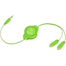 ReTrak Retractable Headphones Splitter, Green ETCABLESPLGN