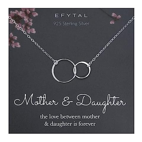 EFYTAL Mother Daughter Necklace, Mom Christmas Gifts from Daughter, Daughter Gifts from Mom, Mom Necklace for Women, Birthday Gifts for Mom from Daughter, Daughter Necklaces from Mom, Daughter Jewelry Cover