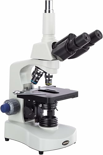 Vista 2 de AmScope Microscopio compuesto trinocular Siedentopf T340B-LED, aumento 40X-2000X, oculares Brightfield, WF10x y WF20x, iluminación LED, condensador