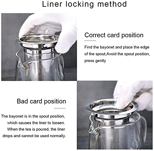Bule de vidro com infusor, filtro de chá de vidro borosilicato resistente ao calor para chá solto, c