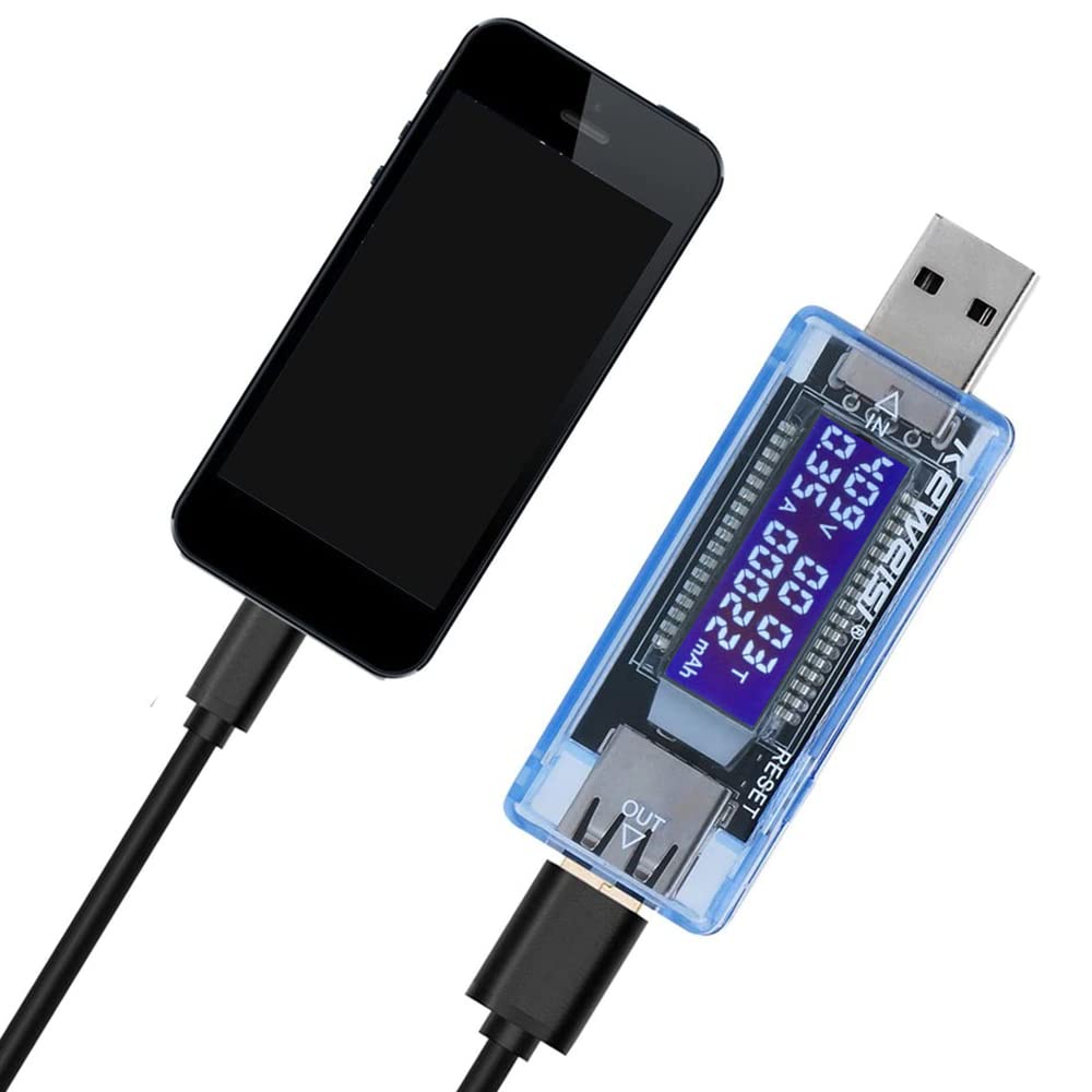 Retoo Wielofunkcyjny tester USB z wyświetlaczem LCD, 4 V – 20 V, cyfrowy miernik napięcia USB, woltomierz, amperomierz, detektor pojemności, ładowarka sieciowa, prąd A, napięcie V, pojemność mAh