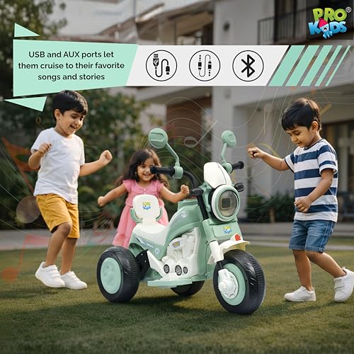Image of PRO KIDS S500 Rechargeable Electric Kids Bike with Bluetooth, USB, AUX, Music & LED | Ride-On Bike for Boys & Girls (1.5-4 Years) | 6V Battery Powered | Foot Accelerator