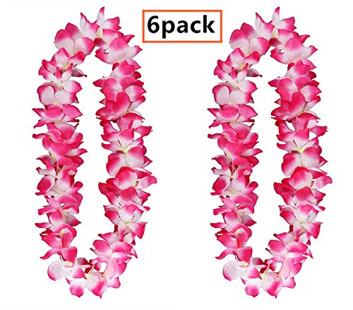 6 Pcs Thicken 41 Inch Pink Hawaiian Leis For Graduation Party, Dance Party, Photo Prop In Outdoors (6 Pcs) #TOP1