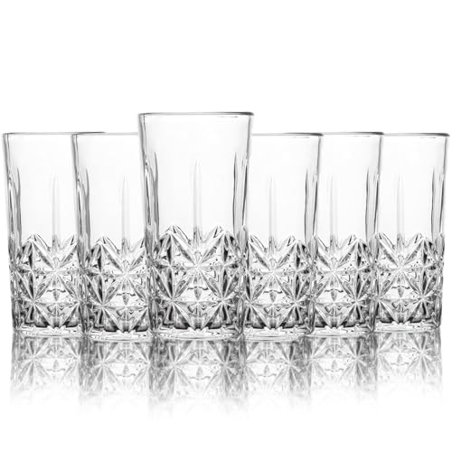 Henrrida Set mit 12 Kristallgläsern, Wassergläser Set, Trinkgläser, Cocktail Gläser, Longdrinkgläser, Wassergläser, spülmaschinenfest, 278ml