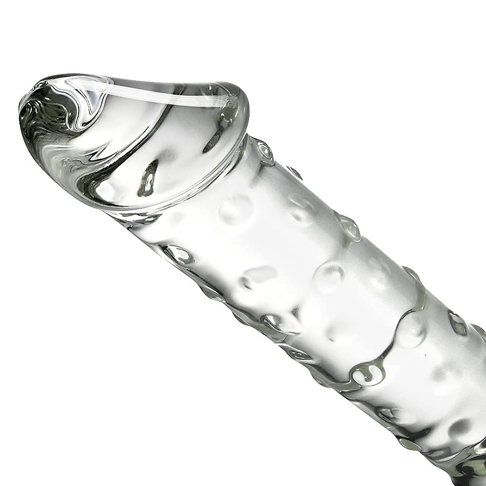 SXOVO 29,5cm Dildo in Vetro a Doppia Estremità, Dildo con 3 Perle Rotonde e Pene Realistico, Palline Anali per Massaggio Prostatico, Sex Toy in Vetro per Coppia Uomo Donna (L)