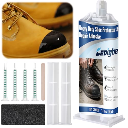 Ceoighe 1 Pack Polyurethane Boot Toe Repair Kit Waterproof, Abrasion Resistant Glue Adhesive & Protector for Work Boots Safety, Leather and Rubber Shoes (Black)