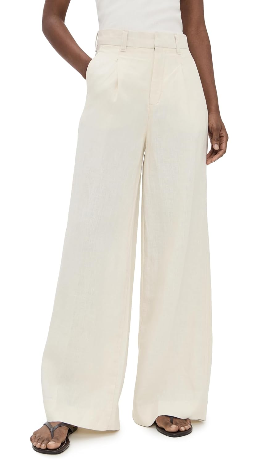 DL1961 Womens Hepburn Pleated Wide Leg High Rise Linen Pants