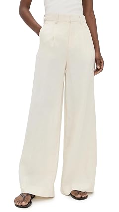 DL1961 Womens Hepburn Pleated Wide Leg High Rise Linen Pants