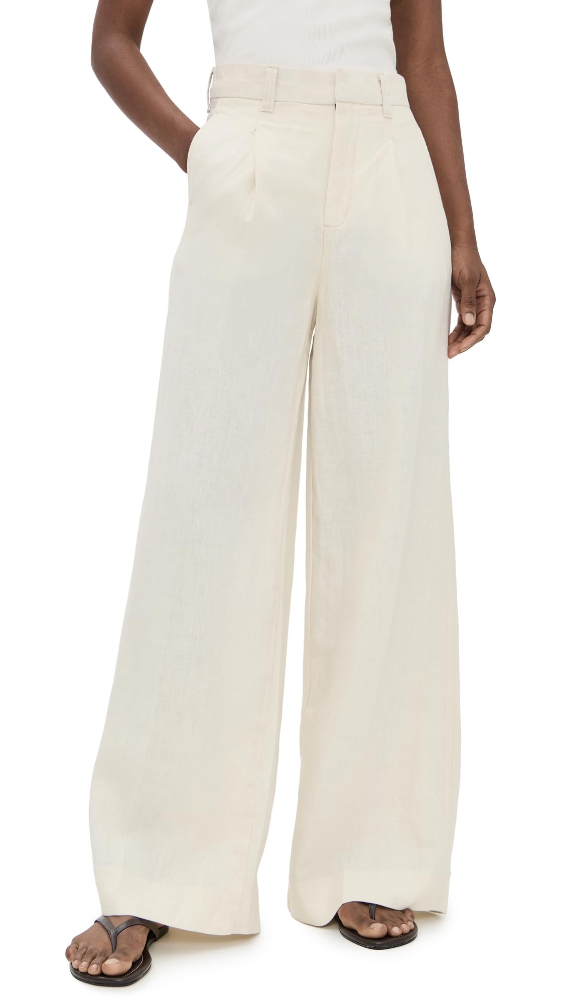 DL1961 Womens Hepburn Pleated Wide Leg High Rise Linen Pants
