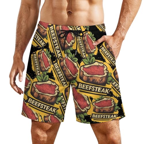 Pantalones cortos de playa vintage para hombre con cordón elástico y bolsillos prácticos