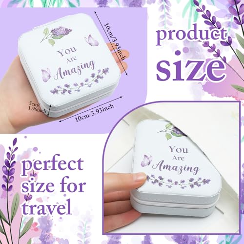 Kacctyen 12 Pcs Mini Travel Jewelry Case Bulk You Are Loved Mother's Day Church Gift Bulk Purple Butterfly Gift for Secretary Mother Girls Leather Travel Jewelry Case Mothers Day Church Gifts by Kacctyen - Used condition - Image 3