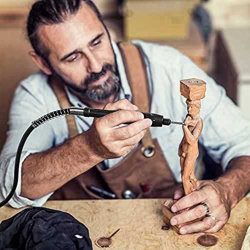 Teccpo Rotary Tool Kit 1.8 Amp, 10000-40000Rpm Power Wood Carving Tools With Universal Keyless Chuck And Flex Shaft, 6 Variable Speed- 6 Attachments & 196 Accessories Perfect For Crafting And Diy #TOP4